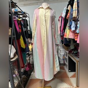 Striped Multicolor Button-Up Maxi Dress